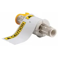 Pre-Cut Label Stock Roll: Caution, CAUTION Header, 4 in x 6 in, 6 in x 4 in, Vinyl, White, 95 Labels (MPN 130749)