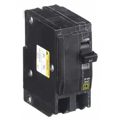 The SQUARE D QO260VH is a 60 A, 2-pole miniature circuit breaker from the QO Series, rated 120/240V AC with a maximum interrupting rating of 22kA at 120/240V AC. It is designed for plug-in installation in QO Load Centers and NQ Panelboards, providing overcurrent protection for branch circuits in electrical distribution systems.