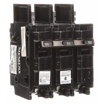 SIEMENS Miniature Circuit Breaker: 100 A Amps, 240V AC, 3 Poles - BQ & BQH Series, Bolt-On Siemens Miniature Circuit Breakers