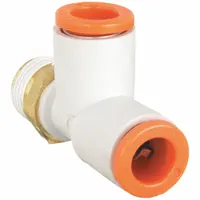 SMC Push-Fit Tee Fitting: 3/8 in Pipe x 1/4 in OD x 1/4 in OD Size, 41 mm Overall Lg, White (MPN KQ2Y07-36AS)