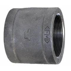 Medium-pressure threaded pipe fitting with 4-inch straight configuration. Threaded x Threaded connection for joining pipes of same diameter. Rated Class 150, maximum operating pressure 300 psi at 150°F. Suitable for industrial piping systems requiring straight-line connections.