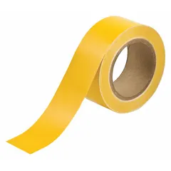 Yellow solid-color banding tape for pipe identification. Made of vinyl, 2 inches wide, 90 feet long (1,080 inches). Non-reflective. Used to mark pipe contents and flow direction in industrial facilities.