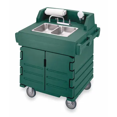 CAMBRO Portable Hand Sink: Water Heater Included, Dual Manual Handle, 1 gpm Flow Rate - Two-Bowl Portable Hand Sinks with Faucets