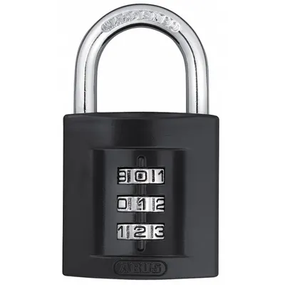 ABUS Combination Padlock: Scrolling Combo, Black, Zinc Die-Cast, Std Shackle - Standard Shackle Combination Padlocks