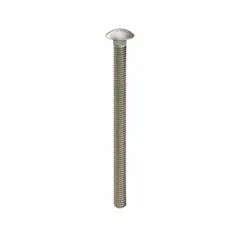 Square neck carriage bolt made from 316 stainless steel with a plain finish. Thread size 5/16"-18, length 4-1/2 in. The square neck prevents rotation during tightening. Used for fastening metal to wood or metal to metal in corrosive environments.