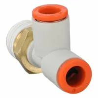 SMC Push-Fit Tee Fitting: 1/4 in Pipe x 1/4 in OD x 1/4 in OD x 1/4 in Pipe Size, White (MPN KQ2Y07-02AS)