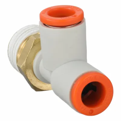 SMC KQ2Y07-02AS Polybutylene & Brass Tube Fitting, 1/4 in Pipe, White - Polybutylene & Brass Tube Fittings