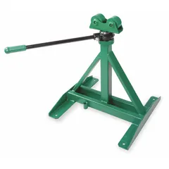 GREENLEE Ratcheting Reel Stand: 0 Spindles, 24 in x 24 in x 47 in, For 90 in Max Spool Dia, Steel (MPN 656). Key specifications — Adjustment Type: Ratchet; Brand: GREENLEE; Color: Green; Material: Steel; Finish: Powder Coated; For Maximum Spool Diameter: 90 in.