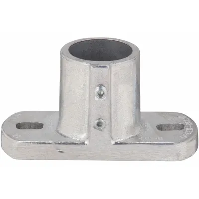 HOLLAENDER Structural Pipe Fitting: Round Base Flange, Rectangle, 1 1/4 in For Pipe Size - Aluminum Mounts