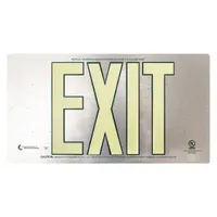 Photoluminescent Exit Sign: Aluminum, 8 1/2 in x 15 1/4 in Nominal Sign Size, Not Retroreflective (MPN 4240-00-NIB-0243)