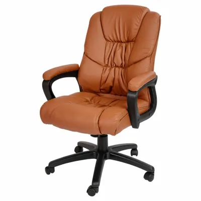 FLASH FURNITURE Office Chair: Flash Fundamentals, Brown, Faux Leather Material - Fixed-Arm Office Chairs