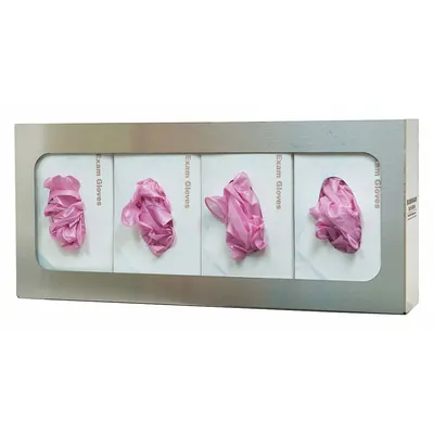 BOWMAN DISPENSERS Glove Dispenser: Stainless Steel, 22 1/4 in Overall Wd, 10 in Overall Ht - Harsh-Environment Wall-Mount Boxed Glove Dispensers