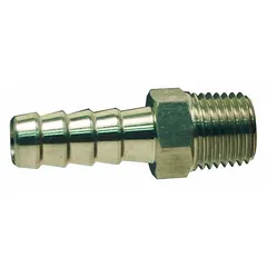 This multipurpose barbed combination nipple is constructed from 316 stainless steel for corrosion resistance. It features a rigid, no-knurl design with a hose barb on one end and a flange on the other, suitable for connecting hose to flanged equipment in air, water, and chemical transfer applications.
