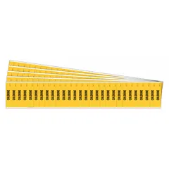 Yellow adhesive pipe marker with black legend reading 'Chlorine' for identifying pipes carrying chlorine. Fits pipe outer diameters of 3/4 inch and smaller. Pack of 5 markers, 28 markers per unit. No arrows included.