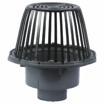 WATTS RD-104 Cast Iron Primary Roof Drain, 4 in No Hub, Plastic Dome - Primary Roof Drains