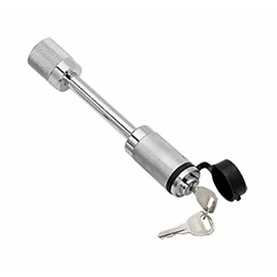 REESE Receiver Lock: Dogbone, Silver, (2) Keys/Rubber Cap - Receiver Locks