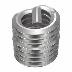 Screw-locking tanged helical insert for repairing or reinforcing threads in metal. M6-1.00 coarse thread, plain finish, 18-8 material with 200,000 to 250,000 psi tensile strength. Requires 6.25 mm drill bit and M6-1.00 STI tap. Supplied in a 1,000-piece pack.
