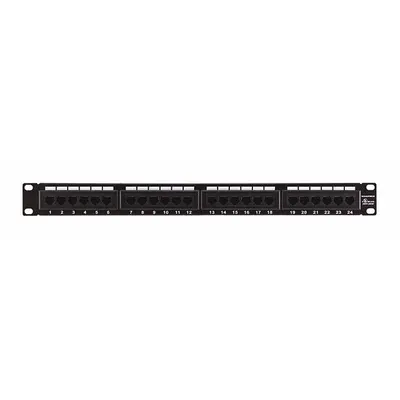 MONOPRICE Patch Panel: Flat, 2 Rack Units, 24 Ports, 6, 110 IDC, Steel, 1 3/8 in Overall Ht - Rack-Mount Punchdown RJ45 Patch Panels