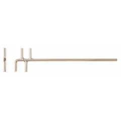This double F-shaped valve wheel hook is used for manually opening and closing industrial valves with handwheels. Made of aluminum bronze with a natural finish, it offers corrosion resistance and non-sparking properties. Overall length is 19 3/4 in. Manufacturer part number WV-20.