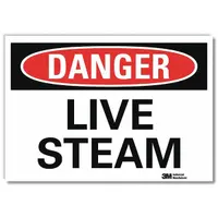 Danger Sign: Reflective Sheeting, Adhesive Sign Mounting, 5 in x 7 in Nominal Sign Size, Live Steam (MPN U3-1756-RD_7X5)