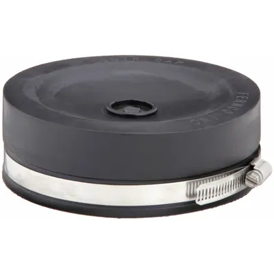 FERNCO Round End Cap: PVC, Clay/Copper/Iron/PVC/Steel, 2 in Overall Lg - Flexible Transition Pipe Fittings