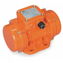 This electric vibrator delivers 417 lbf of force at 3,600 vibrations per minute. It operates on 230/460V AC with a current draw of 0.35 A at 460V or 0.70 A at 230V. The unit has a bin weight capacity of 4,170 lb and is suitable for promoting material flow in hoppers, chutes, and bins.