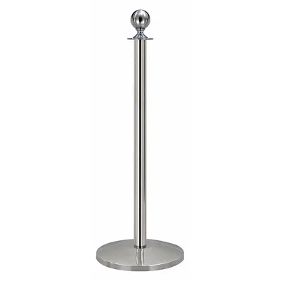 QUEUEWAY Ball Top Rope Post: Sphere, 39 in Post Ht, Stainless Steel, Sphere, 36 in to 40 in - Sphere-Top Rope Barrier Receiver Posts