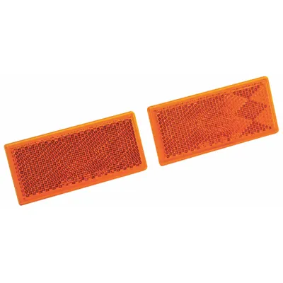 REESE Rectangular Amber Stick-On Reflector, 3 1/8 x 1 3/8 in, FMVSS, Acrylic - Stick On Reflectors