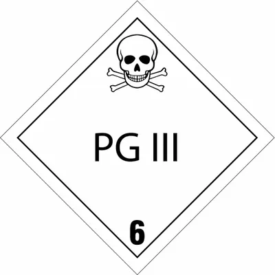 BRADY Container Placard: PG III 6, 10 3/4 in x 10 3/4 in, 10 3/4 in Label Ht - Class 6: Toxic, Poison Inhalation & Infectious Substances