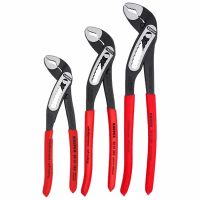 KNIPEX Water Pump Plier Set: V, Self Adjusting, 2 in_1 1/2 in_2 3/4 in Max Jaw Opening - Tongue & Groove Pliers Sets
