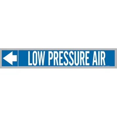 BRADY Pipe Marker: Low Pressure Air, Blue, White, Fits 1 1/2 to 2 in Pipe O.D. - Low Pressure Air Adhesive Pipe Markers on a Roll