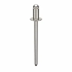 Open-end blind rivet with domed head for single-sided fastening. Body length 9/32 in, overall length 1 9/16 in, diameter 0.153 in. Supplied in a 500-piece pack. Suitable for general sheet-metal assembly and applications requiring inch-system dimensions.