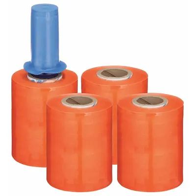OEM APPROVED VENDOR Handle with Brake Color-Coded Stretch Wrap, Orange, 4 PK