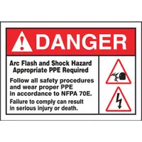 Arc Flash Label: Vinyl, Adhesive Sign Mounting, 3 1/2 in x 5 in Nominal Sign Size, 0.006 in Thick (MPN LELC313)