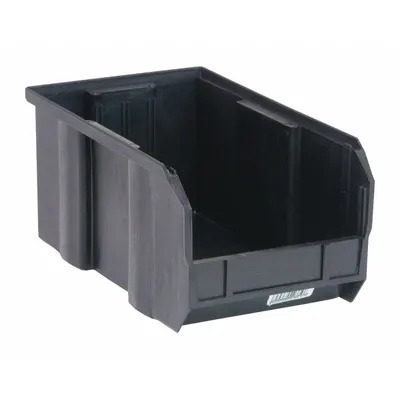 QUANTUM STORAGE SYSTEMS Hang and Stack Bin: 8 1/4 in x 14 3/4 in x 7 in, Black - Recycled Plastic Bins