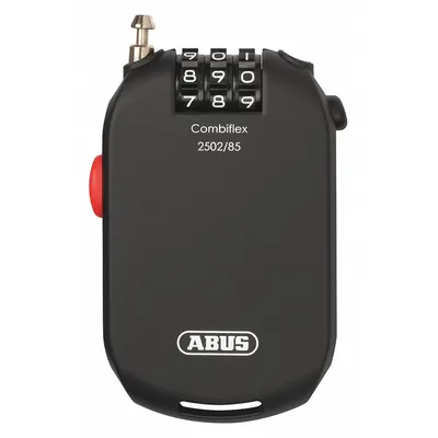 ABUS Cable Lock: Steel, Silver, 2 1/2 ft Cable Lg, 1/16 in Cable Dia - Retractable Cable Locks
