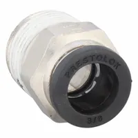 PARKER Push-Fit Fitting: 3/8 in OD x 3/8 in Pipe Size, Push-to-Connect x MNPTF, Brass, Silver (MPN W68PLP-6-6)