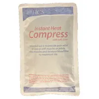 Disposable, unitized heat pack for single-use therapeutic warming. Measures 9 inches long by 6 inches wide, made of blue polyethylene. Latex free with no fastener. Supplied in a 24-pack