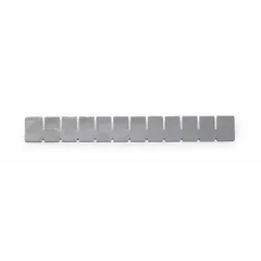 Clear divider for organizing medical cart drawers. Overall depth 9 5/8 in, width 1/8 in. Includes one divider. Used to separate supplies, instruments, or medications within drawers.