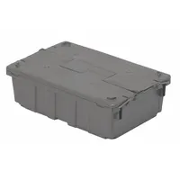 ORBIS Attached Lid Tote: 6 gal, 20 5/8 in x 13 1/2 in x 6 1/2 in, Gray Body, Gray Lid, Plastic (MPN FP08 Gray)
