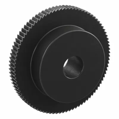 KHK GEARS Ratchet Gear: 2.09 Pitch, 90 Teeth, 12 mm Bore Dia, Black Oxide-Coated Steel - Metric Ratchets with Hub