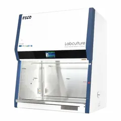 This Class II, Type B2 biosafety cabinet provides product and personnel protection for work with moderate-risk biological agents. It requires a separate blower (not included) and operates on 110-130V AC. Typical applications include clinical, pharmaceutical, and research laboratories where HEPA-filtered exhaust to the outside is needed.