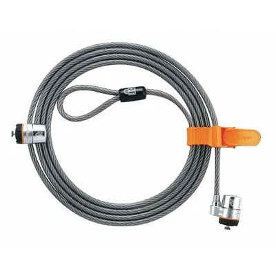 KENSINGTON Cable Lock: Steel, Gray, 7 1/4 ft Cable Lg, 3/16 in Cable Dia - Computer Cable Locks