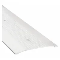 This 4 ft aluminum saddle threshold features a fluted transition type. It is designed to seal the gap under doors, providing a smooth transition between flooring surfaces while blocking drafts, dust, and pests. Suitable for commercial and industrial door openings
