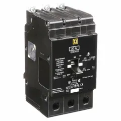 Three-phase miniature circuit breaker rated 30 A, 277/480V AC, with 18kA interrupting capacity. Bolt-on mounting for use in Square D NF panelboards. Provides overcurrent protection in commercial and industrial electrical distribution systems.