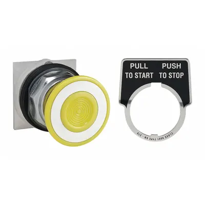 SCHNEIDER Mushroom Head Push Button: 30 mm Mounting Size, Metallic - Mushroom-Head Push-Button Operators