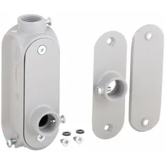Aluminum LL body conduit outlet body with 1/2 in trade size, 8.5 cu in body capacity, and threaded hub. Used as a pull point or junction in electrical conduit runs, allowing wire pulling and splicing in confined spaces.