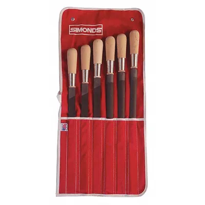 SIMONDS Machinists File: Double-Cut, Double Edge Cut, Bastard Cut, 10 in Lg without Tang - Double-Cut Half-Round Files