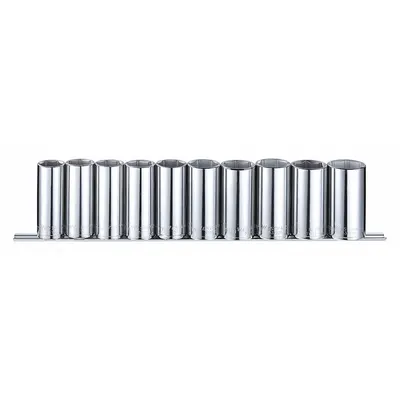WESTWARD Socket Set: 1/2 in Drive, 10 Piece, 6-Point, Metric - SAE & Metric Socket Sets