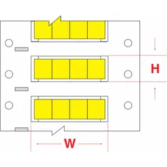 Polyolefin sleeve label roll in yellow matte finish, sized 3/8 in x 1/2 in. Designed for wire identification on 4 AWG to 8 AWG conductors. Compatible with BBP72 printer series. Suitable for industrial cable and terminal marking.